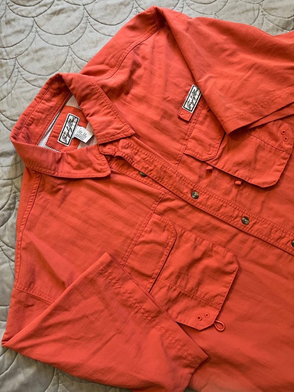 Trophy wear Orange Short-Sleeve mesh vented back Outdoor Fishing Shirt XXL